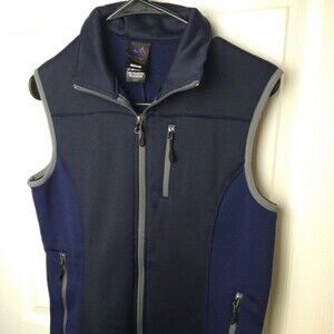 Narragansett traders blue black grey trim women's zip up front vest. Size M